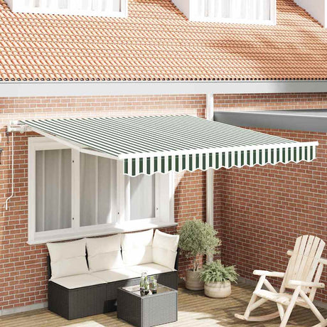 Vidaxl uitschuifbare luifel groen en wit 300 x 250 cm