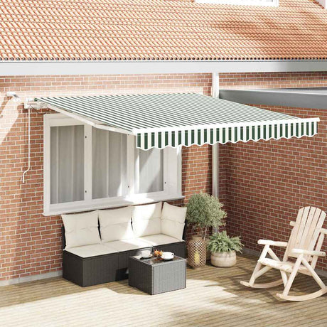 Vidaxl uitschuifbare luifel groen en wit 300 x 250 cm polyester