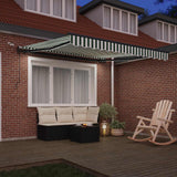 Vidaxl uitschuifbare luifel groen en wit 300 x 250 cm polyester