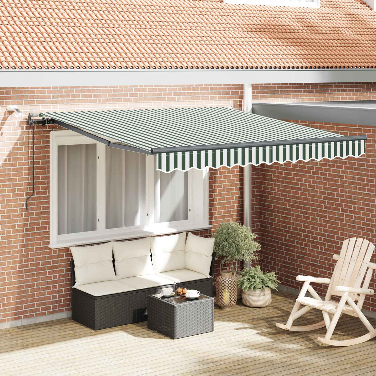 Vidaxl uitschuifbare luifel groen en wit 300 x 250 cm polyester