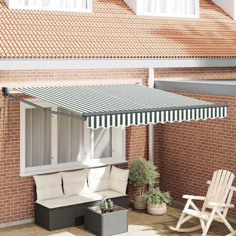 Vidaxl uitschuifbare luifel groen en wit 300 x 250 x 165 cm