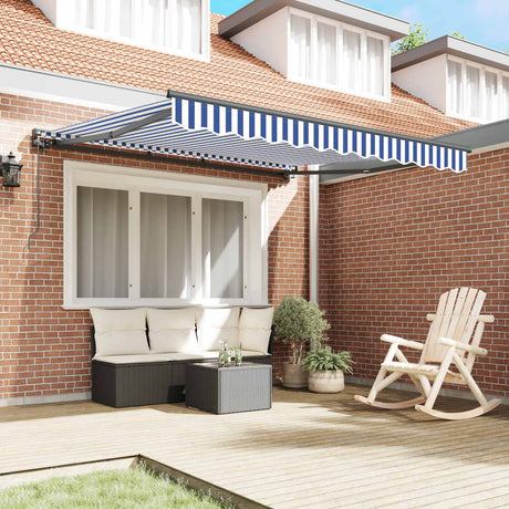 Vidaxl zijde frame blauw en wit 350 x 250 cm polyester met pu-coating