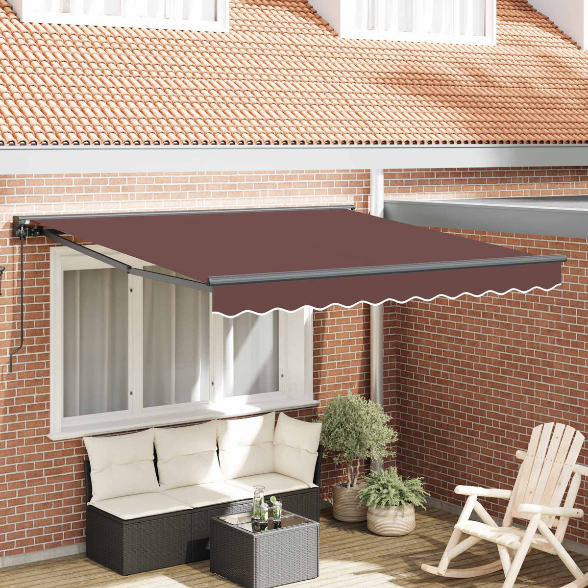 Vidaxl zijde frame bruin 350 x 250 cm polyester met pu-coating