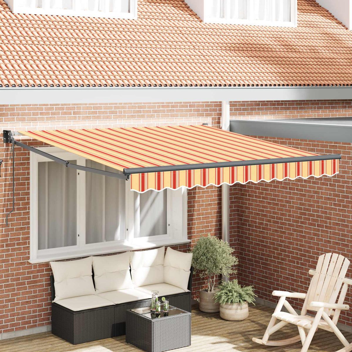 Vidaxl uitschuifbare luifel geel en oranje 350 x 250 x 165 cm