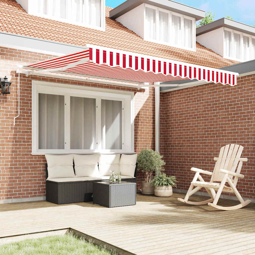 Vidaxl uitschuifbare luifel rood 350 x 250 cm polyester en aluminium