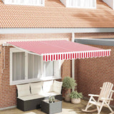 Vidaxl uitschuifbare luifel rood en wit 350 x 250 cm stof en aluminium