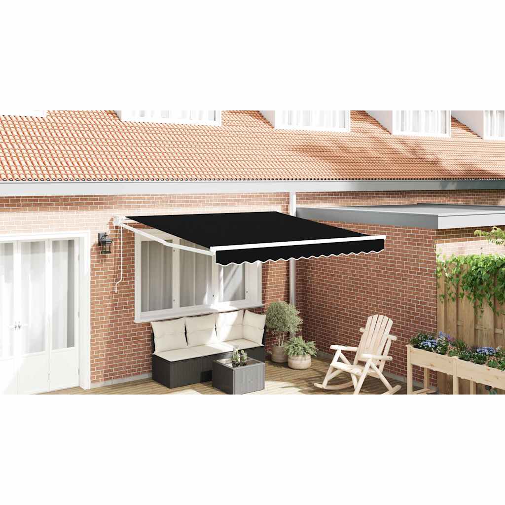 Vidaxl inklapbaar zonnescherm zwart 350 x 250 cm stof