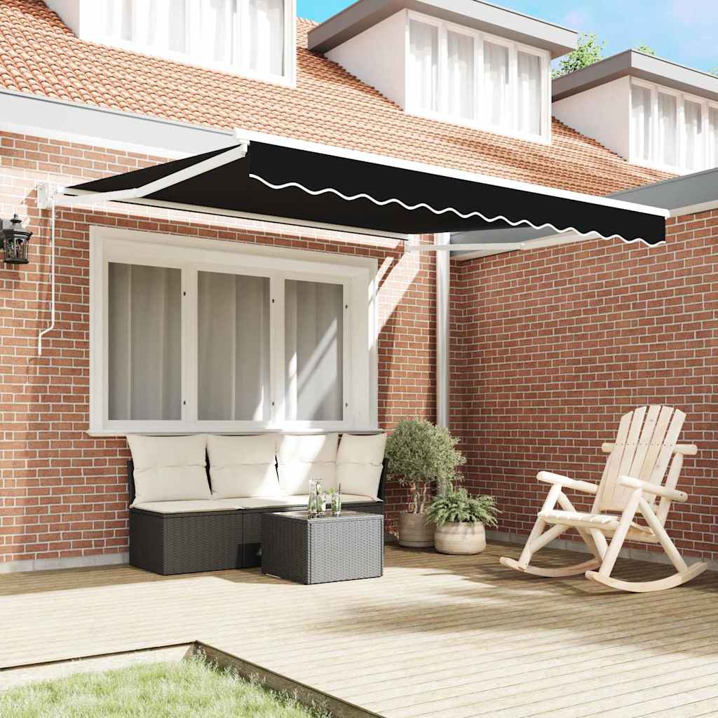Vidaxl inklapbaar zonnescherm zwart 350 x 250 cm stof