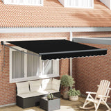 Vidaxl uitschuifbare luifel zwart 350 x 250 cm polyester en metaal
