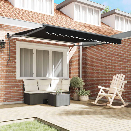 Vidaxl uitschuifbare luifel zwart 350 x 250 cm polyester en metaal