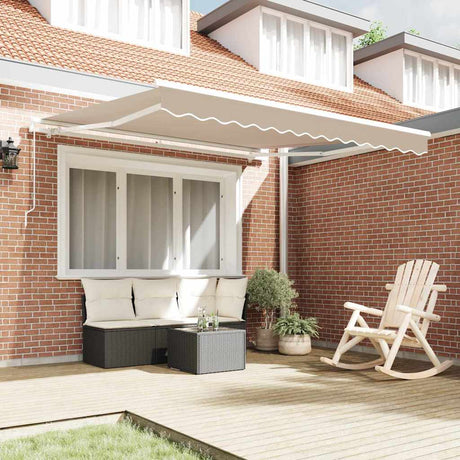 Vidaxl uitschuifbare luifel beige 350 x 250 cm polyester en aluminium