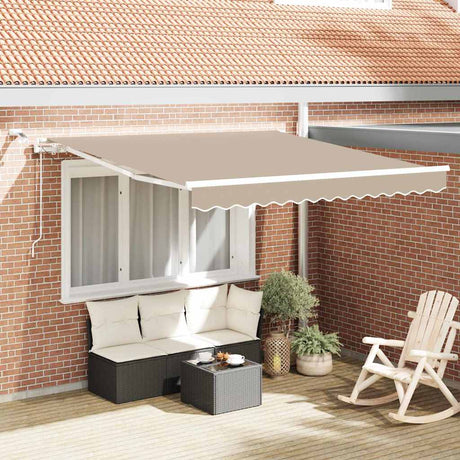 Vidaxl inklapbaar zonnescherm beige 350 x 250 cm polyester en metaal