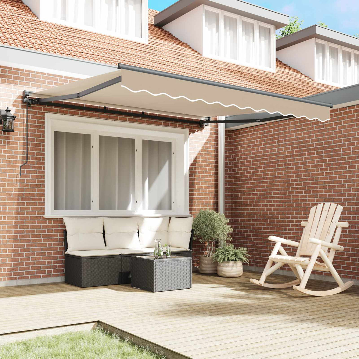 Vidaxl zijde frame beige 350 x 250 cm polyester met pu-coating