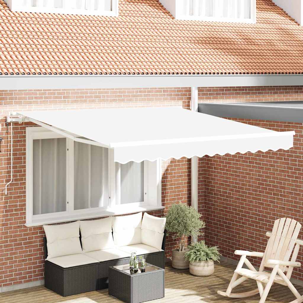 Vidaxl uitschuifbare luifel wit 350 x 250 cm stof en aluminium