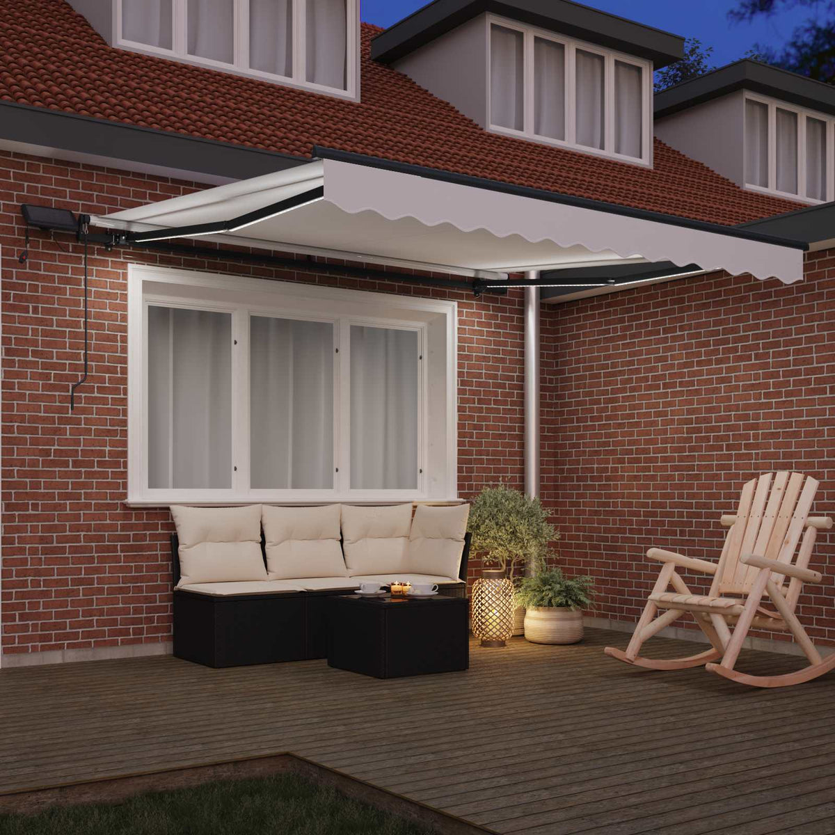 Vidaxl uitschuifbare luifel wit 350 x 250 cm stof en aluminium