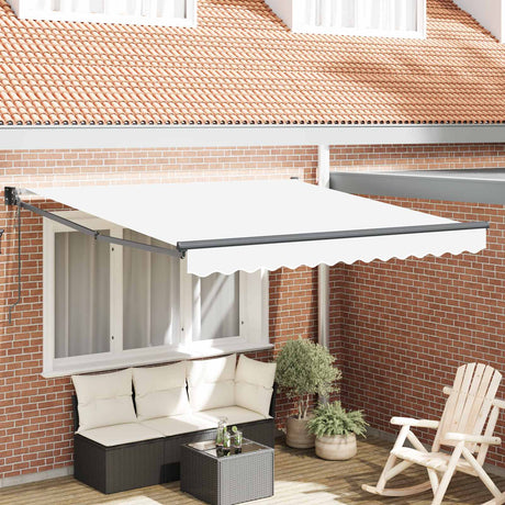 Vidaxl uitschuifbare luifel wit 350 x 250 cm polyester en metaal