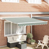Vidaxl uitschuifbare luifel groen en wit 350 x 250 cm
