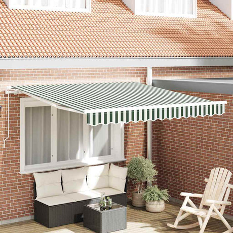 Vidaxl uitschuifbare luifel groen en wit 350 x 250 cm
