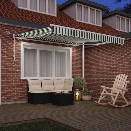 Vidaxl uitschuifbare luifel groen en wit 350 x 250 cm polyester