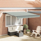 Vidaxl uitschuifbare luifel groen en wit 350 x 250 cm polyester