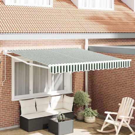 Vidaxl uitschuifbare luifel groen en wit 350 x 250 cm