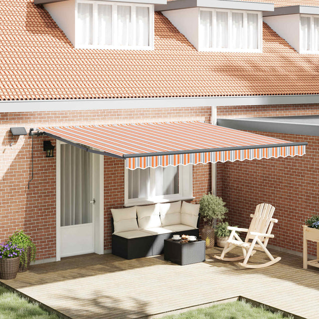Vidaxl uitschuifbare luifel meerkleurig 400 × 300 cm stof en aluminium