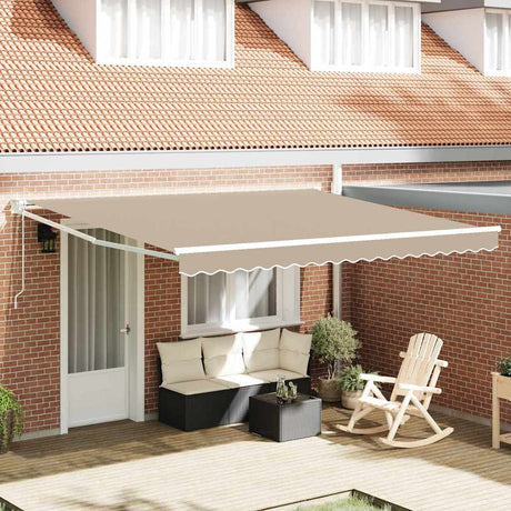 Vidaxl uitschuifbare luifel beige 400 × 300 cm polyester en metaal