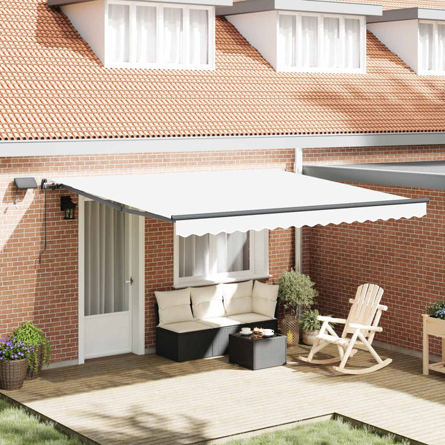 Vidaxl uitschuifbare luifel wit 400 × 300 cm stof en aluminium