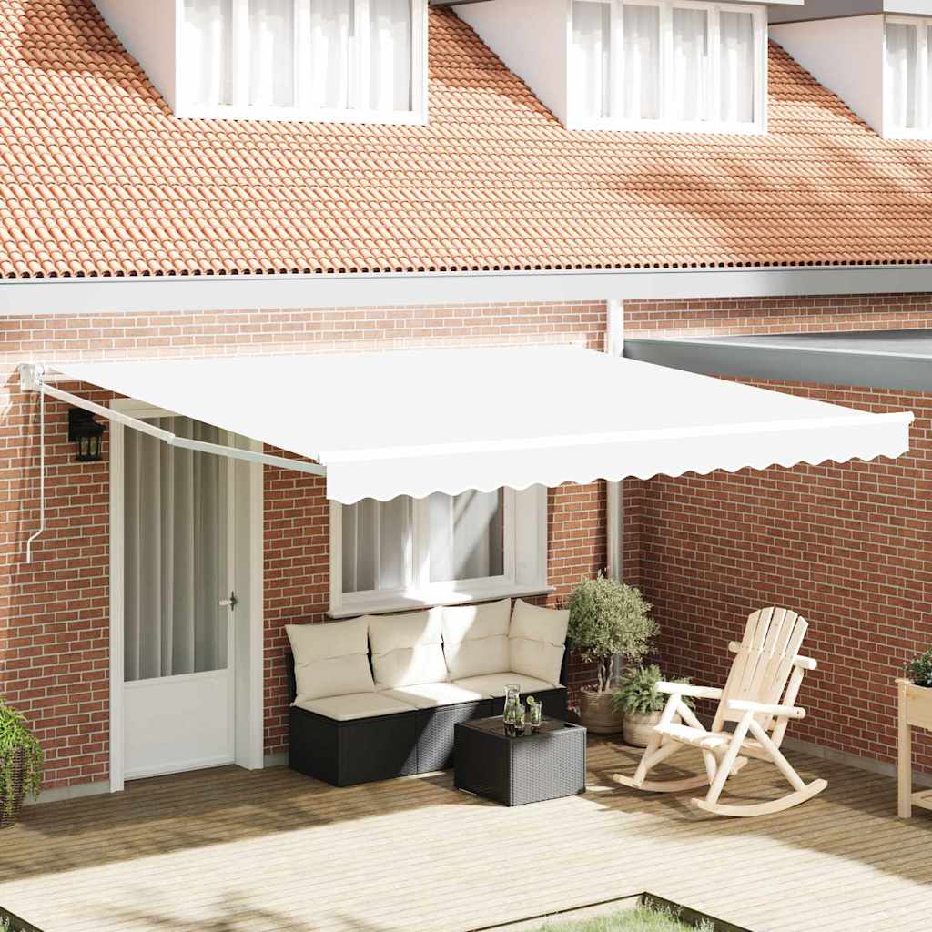 Vidaxl uitschuifbare luifel wit 400 × 300 cm polyester en metaal