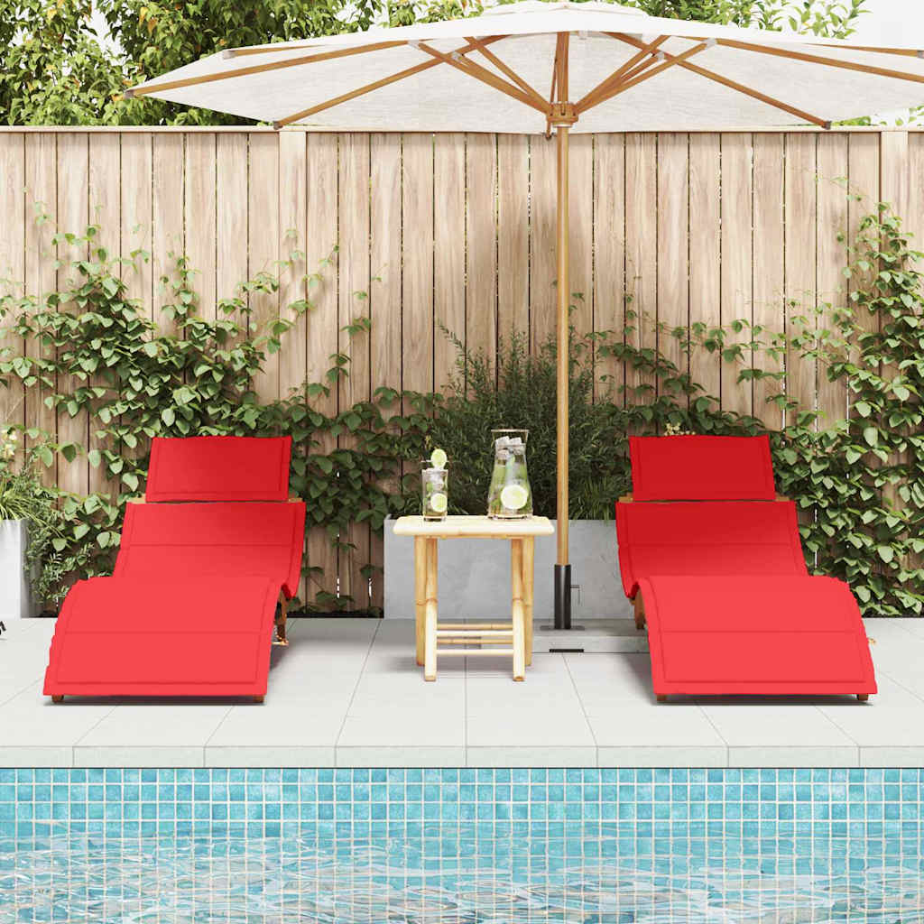Vidaxl ligbed 2 st massief acaciahout rood
