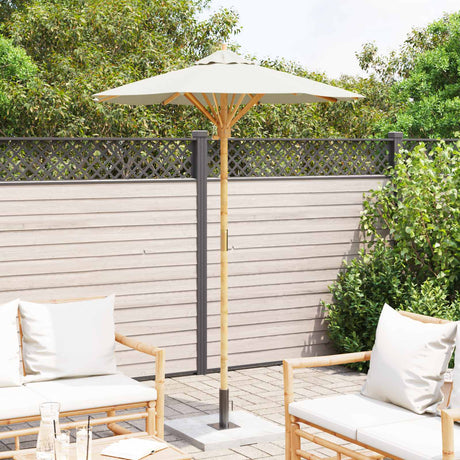 Vidaxl tuinparasol rond ø 150 x 210 cm bamboe crèmewit