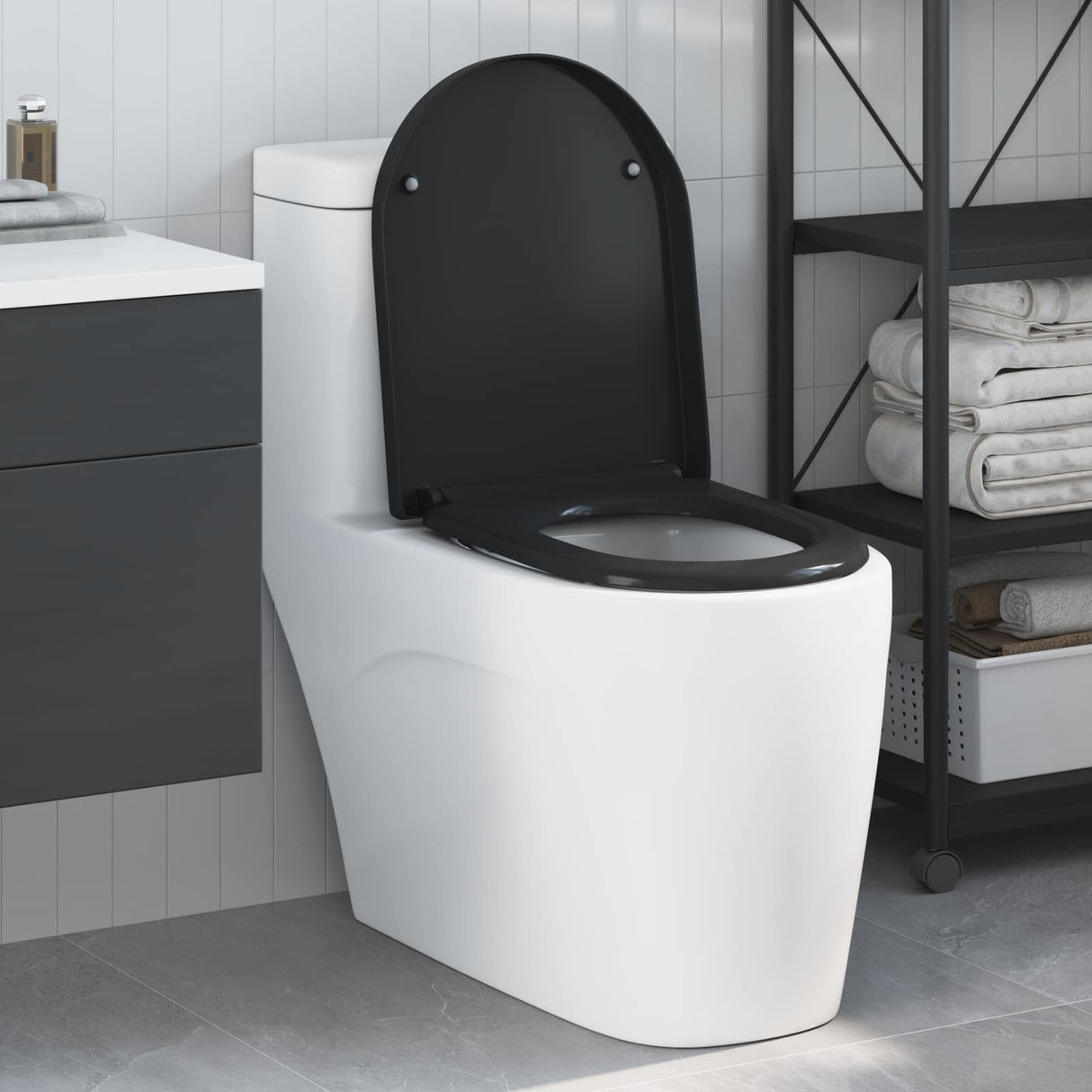 Vidaxl toiletzitting zwart 49 x 36 x 4 cm duroplast
