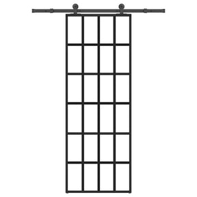 Vidaxl schuifdeur met beslag 76x205 cm esg-glas en aluminium
