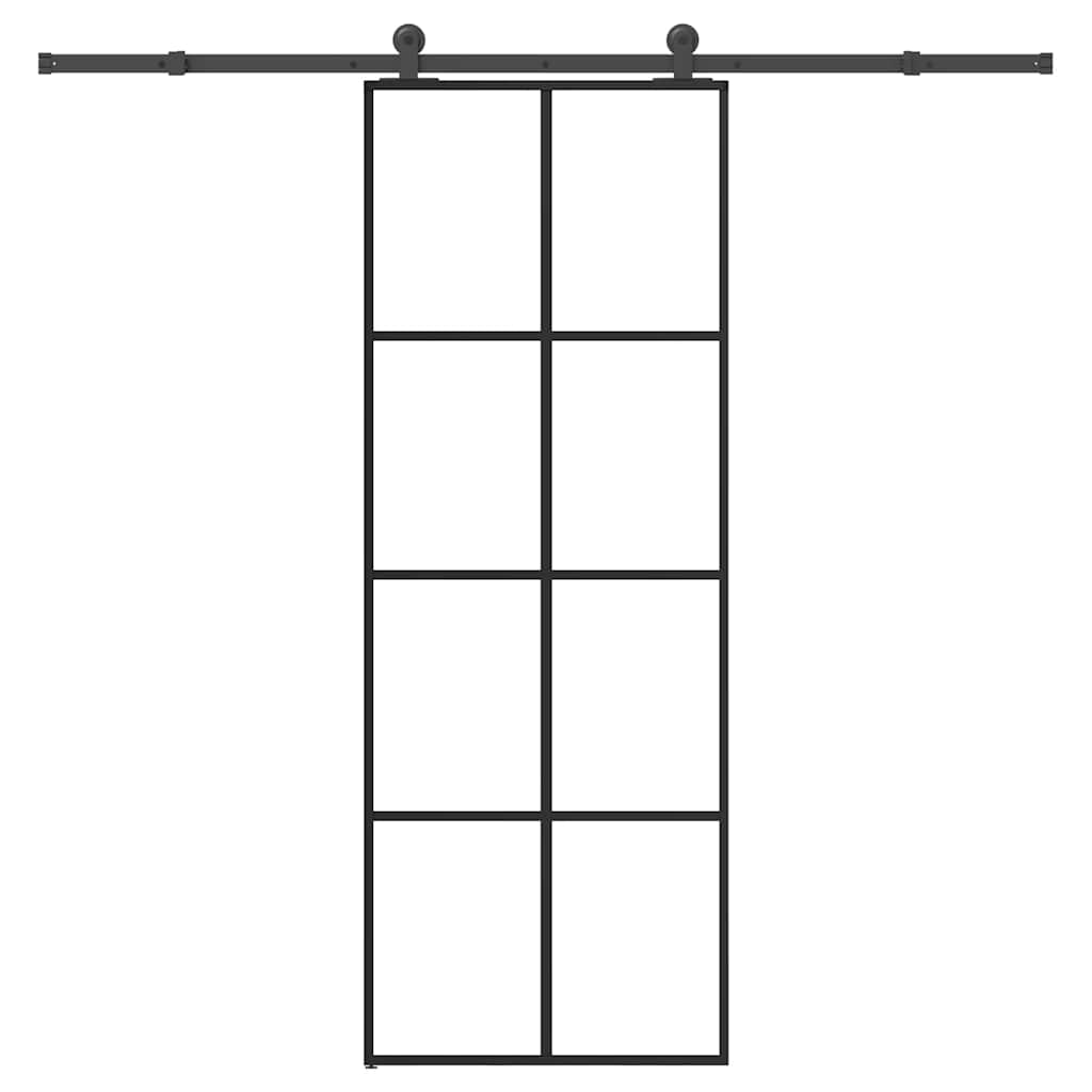 Vidaxl schuifdeur met beslag 76x205 cm esg-glas en aluminium