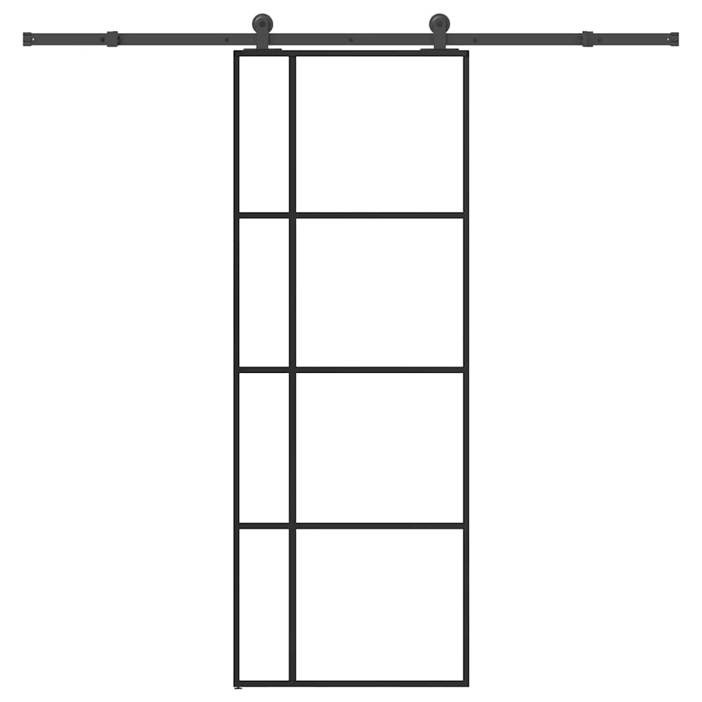 Vidaxl schuifdeur met beslag 76x205 cm esg-glas en aluminium