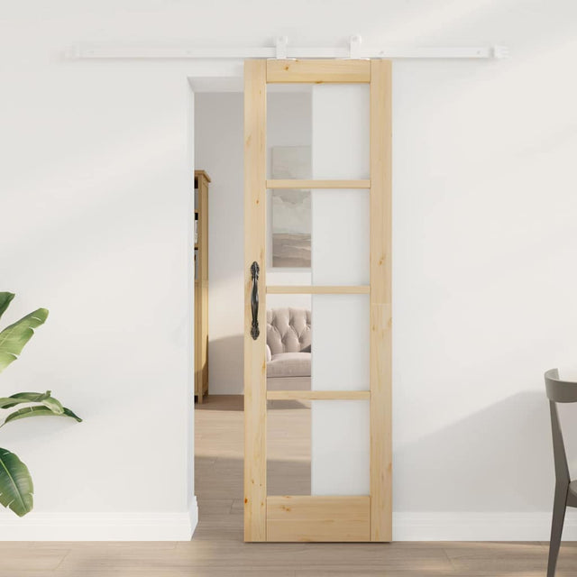 Vidaxl schuifdeur orkdal 61 x 198,5 cm massief grenenhout en glas