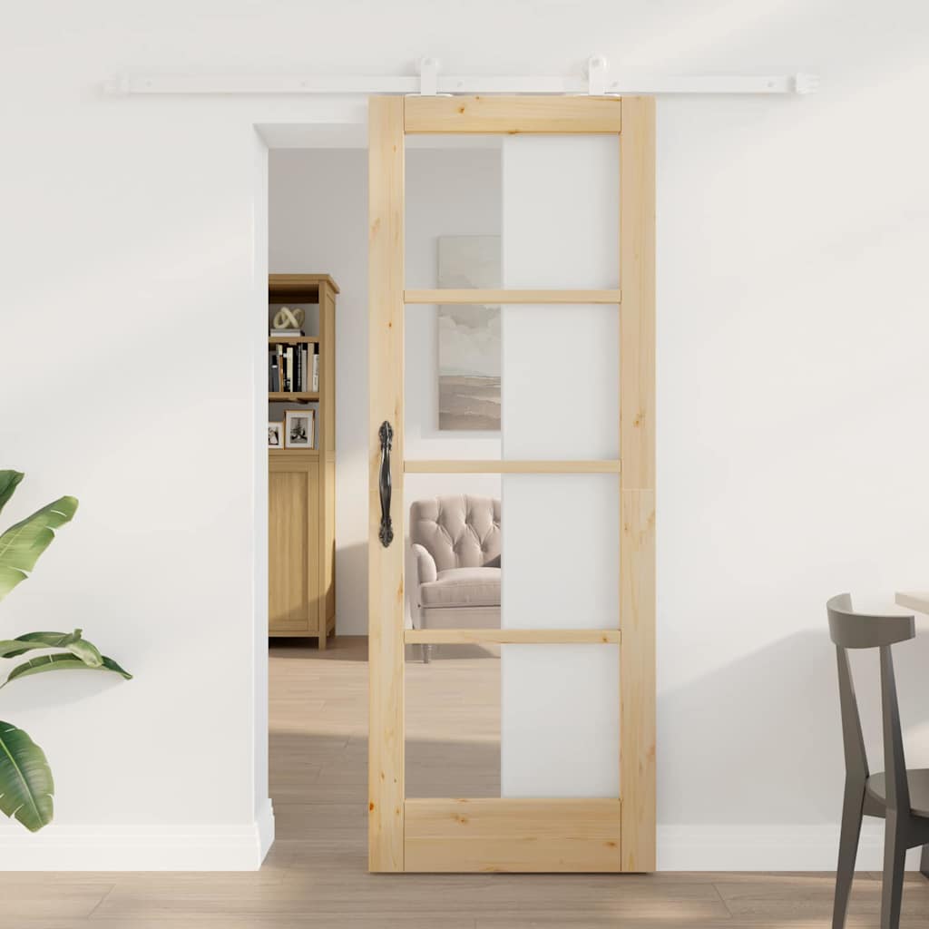 Vidaxl schuifdeur orkdal 73,5 x 198,5 cm massief grenenhout en glas