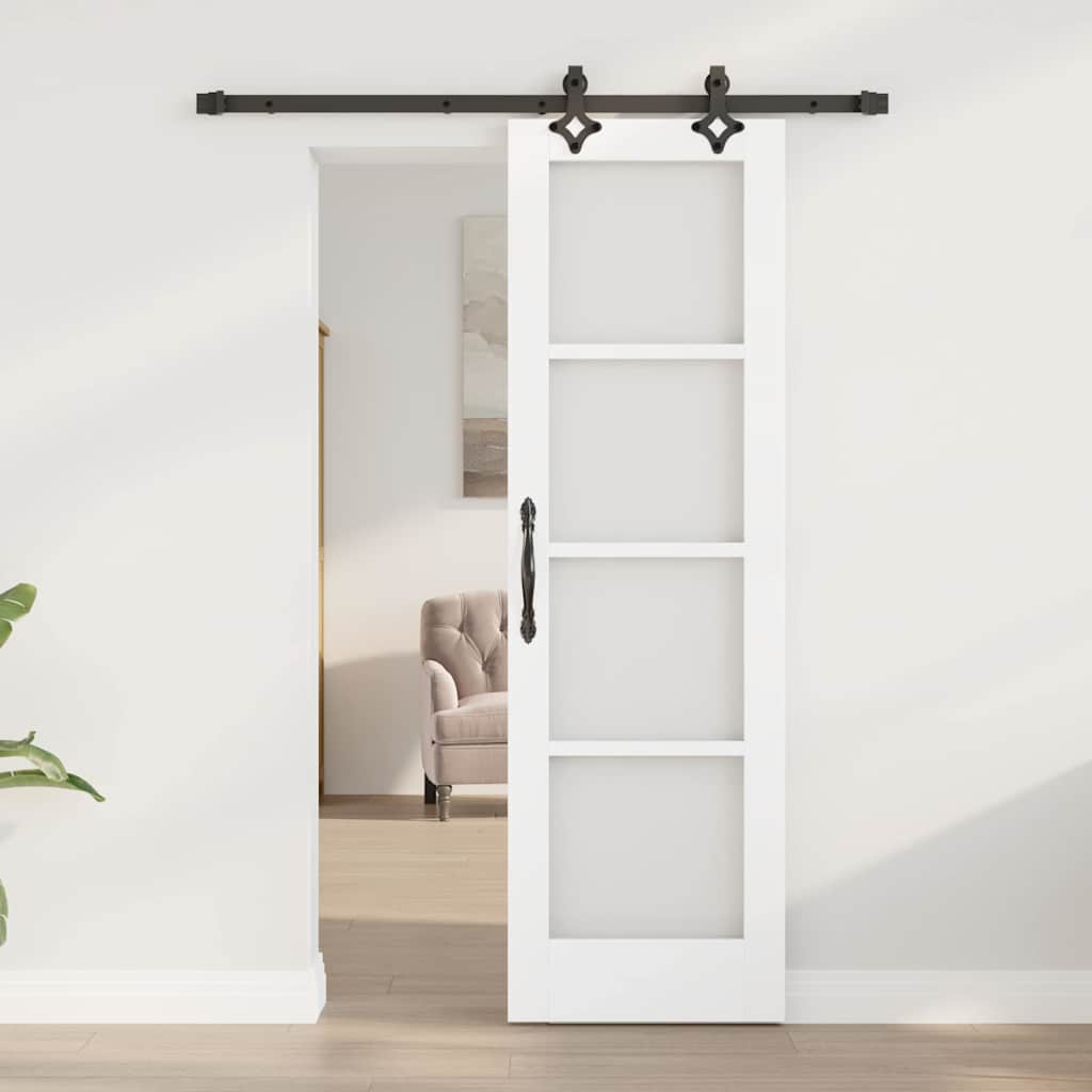 Vidaxl schuifdeur wit 61 x 198,5 cm massief grenenhout en glas
