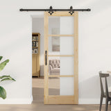 Vidaxl schuifdeur naturel 73,5 x 198,5 cm massief grenenhout en glas