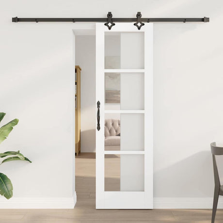Vidaxl schuifdeur wit 61 x 198,5 cm massief grenenhout en glas