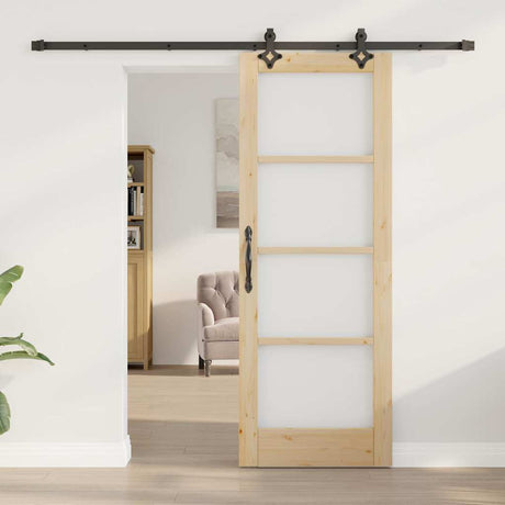 Vidaxl schuifdeur naturel 73,5 x 198,5 cm massief grenenhout en glas