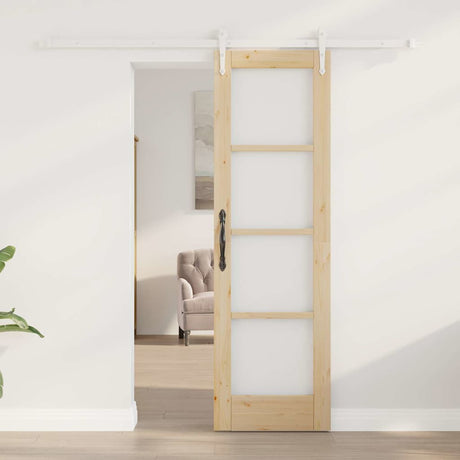 Vidaxl schuifdeur 61 x 198,5 cm massief grenenhout en glas naturel