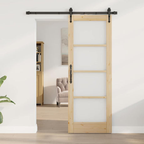 Vidaxl schuifdeur orkdal 73,5 x 198,5 cm massief grenenhout en glas
