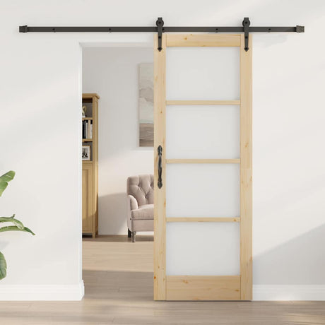 Vidaxl schuifdeur orkdal 73,5 x 198,5 cm massief grenenhout en glas