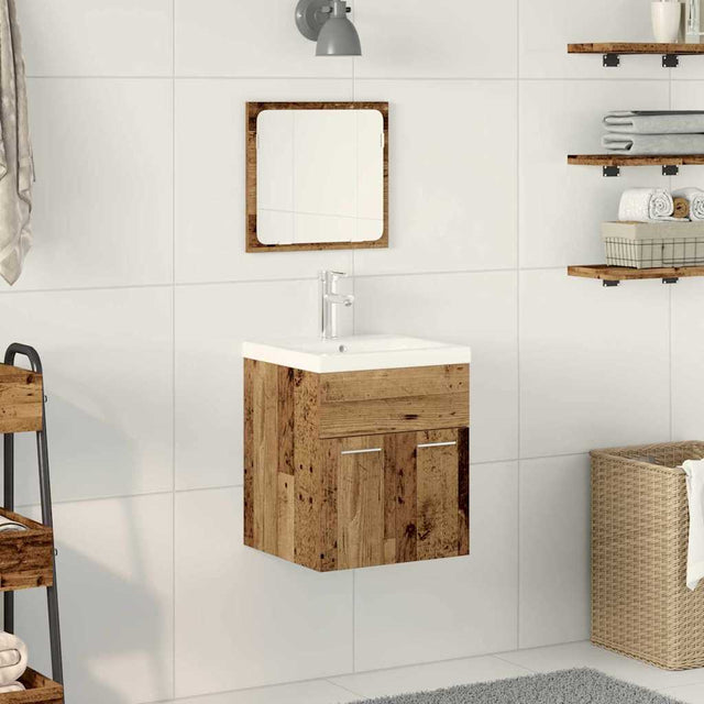 Vidaxl badkamermeubelset 3 st oud hout bewerkt hout