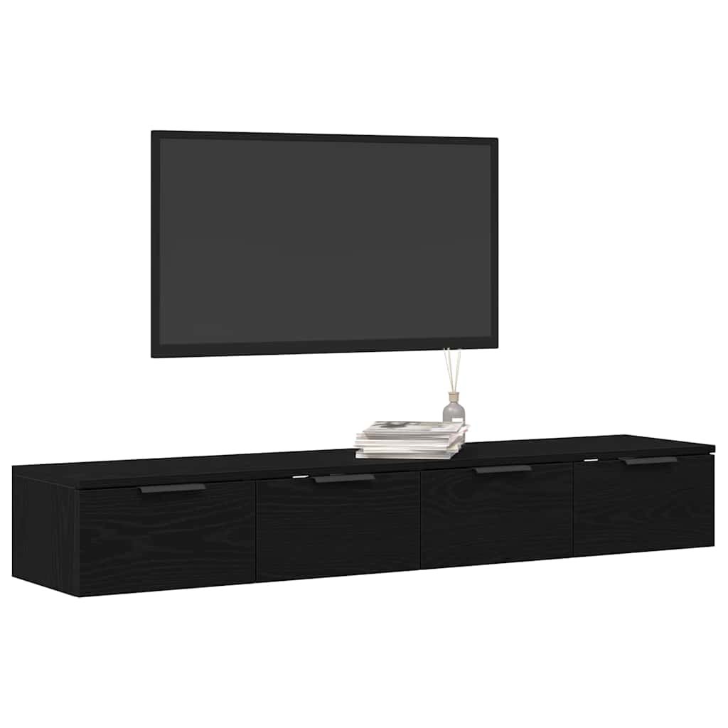 Vidaxl wandkast 2 st zwart eiken 68 x 30 x 20 cm bewerkt hout