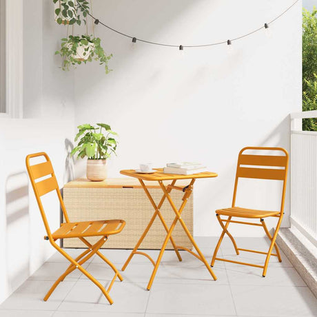 Vidaxl tuin opvouwbare stoel 2 st mosterdgeel gepoedercoat staal