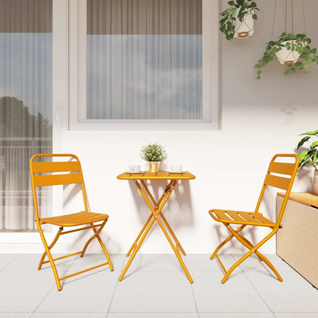 Vidaxl tuin opvouwbare stoel 2 st mosterdgeel gepoedercoat staal