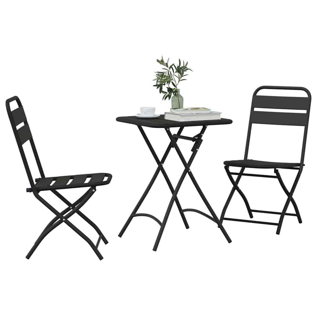Vidaxl bistroset 3 st antraciet staal