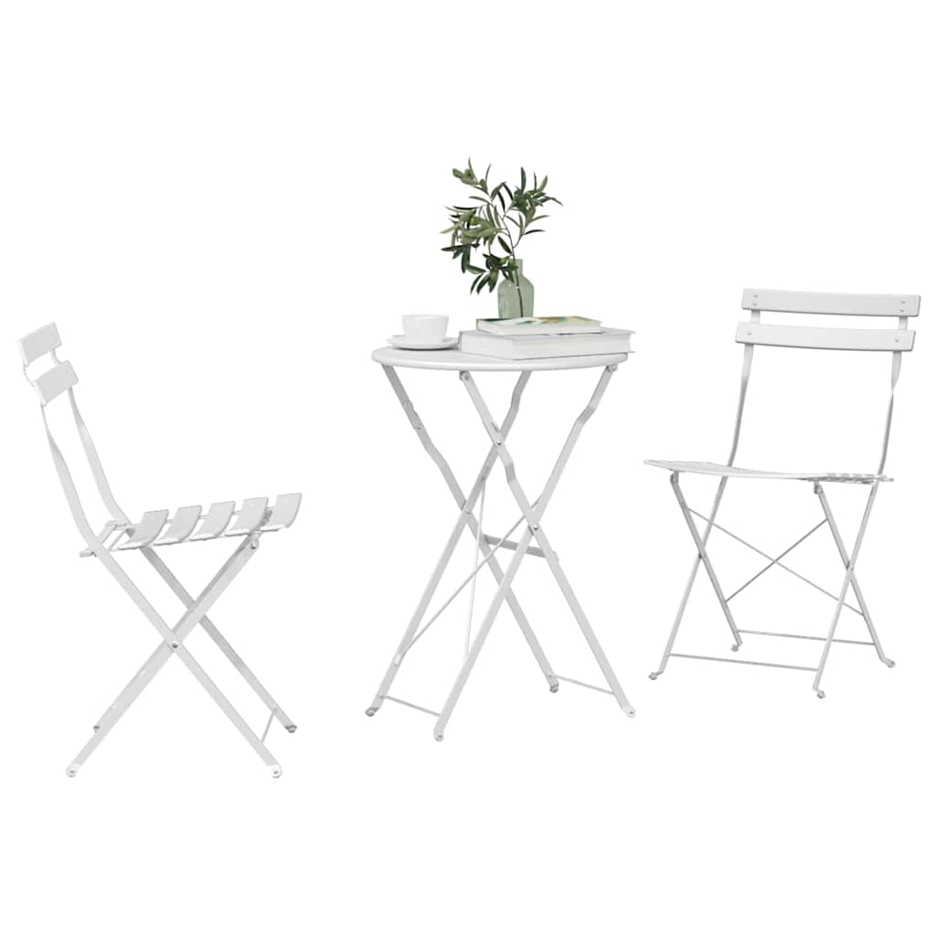 Vidaxl vouw bistro set 3 st wit staal